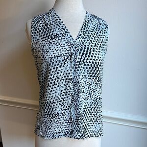 Classiques Entier Silk Shell Blouse Blue black white abstract dot print small